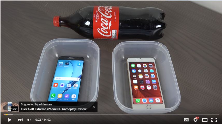 S7 and iPhone Cocacola test