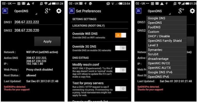 Set DNS root app for Android devices