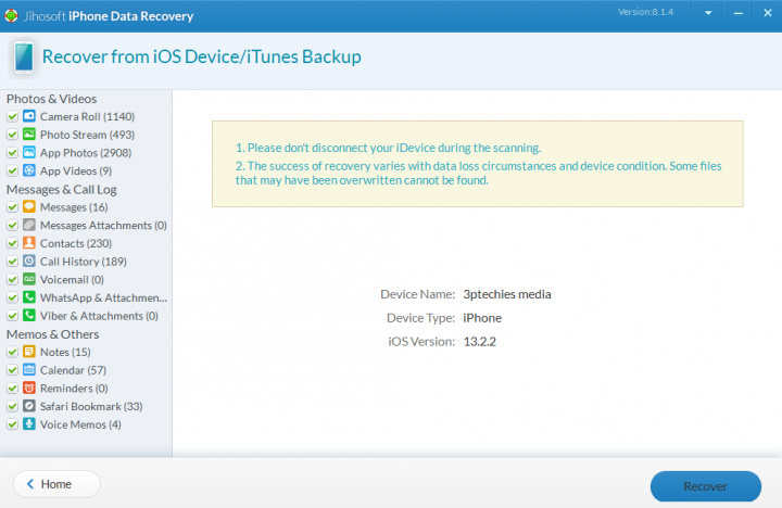 jihosoft iphone data recovery not recovering photos