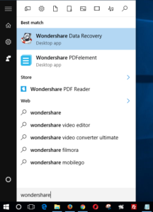 launch wondershare file recovery app